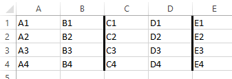 Excel screenshot showing borders on some cells